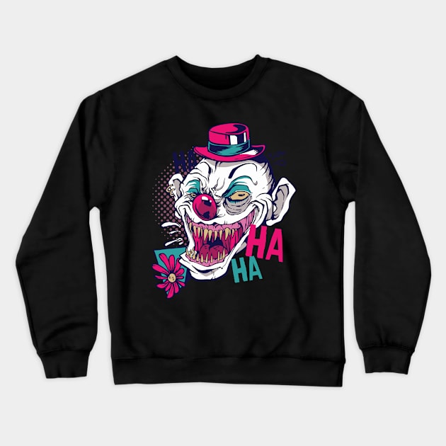 Halloween Joker creepy clown laugh Crewneck Sweatshirt by Midoart
